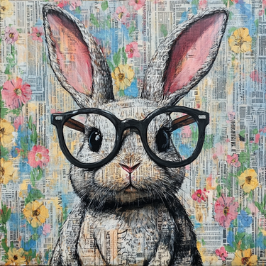 Easter Sign, Bunny in Glasses,, DCO-12802, Sign For Wreath, 10x10